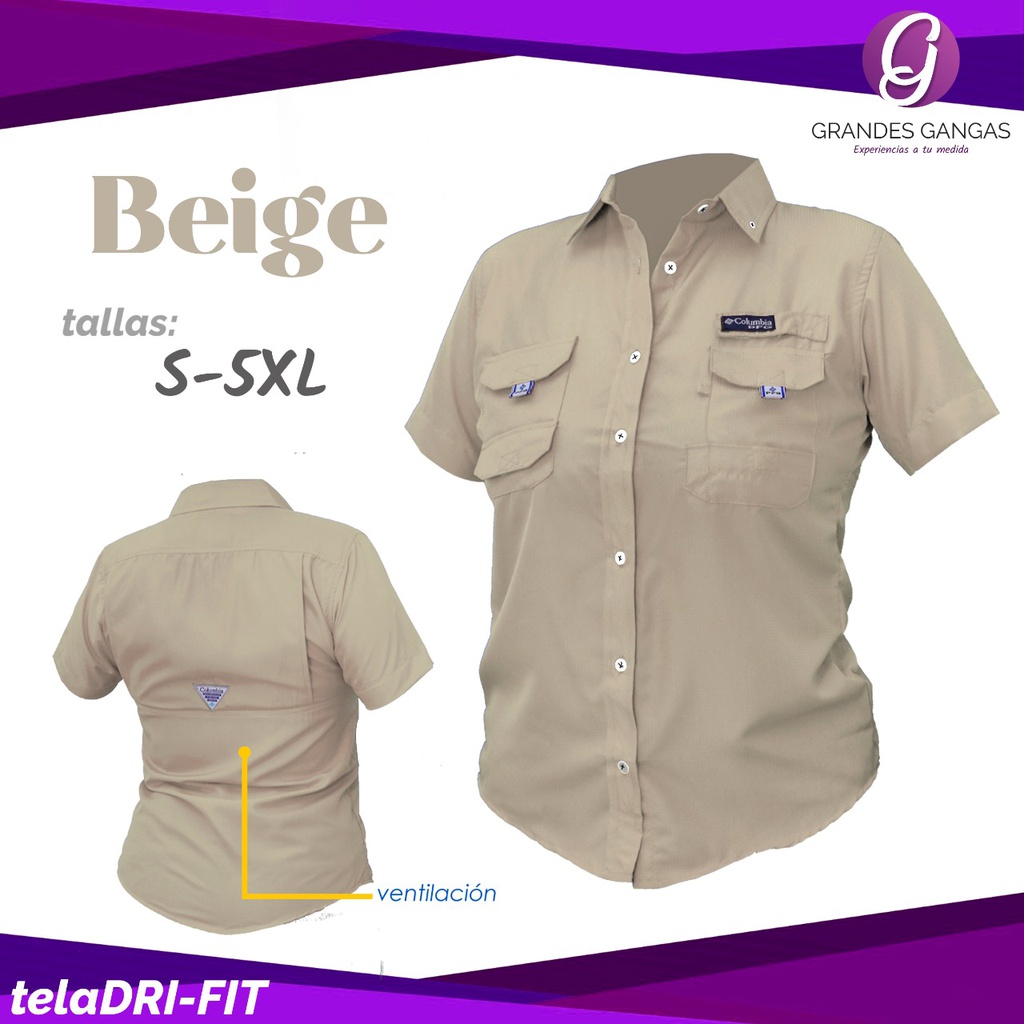 L Beige C/B Columbia Blusa Corta